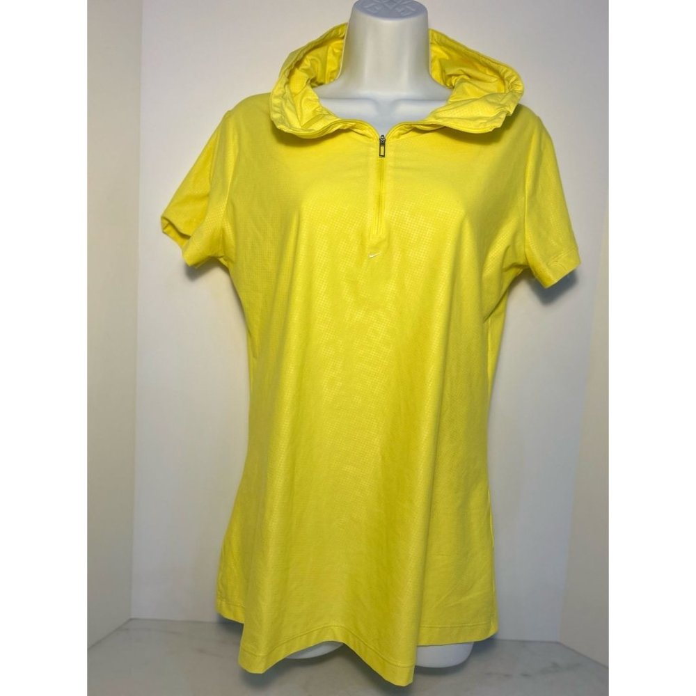 Solid Yellow Nike Golf Women's Large Polo 1/4 Zip Short Sleeve High Collar